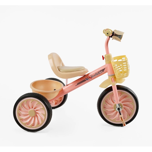 Дитячий велосипед 3-х колісний EVA (піна) Best Trike колеса 12-10, BS-34944 рожево-бежевий, сталева рама, УКР. ОЗВУЧУВАННЯ, світло, 2 кошики фото westvelo.com