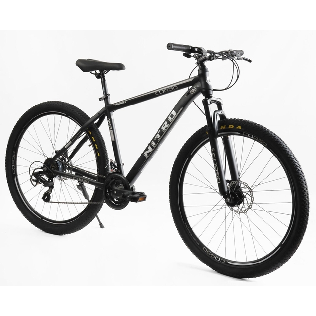 Велосипед 29 ST Corso «NEW-NITRO» NT-68046 сталь 19", (к-т SUNRUN) чорно-сірий фото westvelo.com