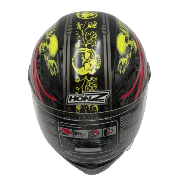 Мото шолом, закритий (XL) "HONZ" Інтеграл OP02, чорний глянцевий фото westvelo.com