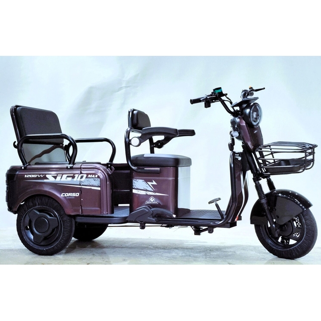 Трицикл Corso «SIG-10 MAX» SM-302088, двигун 1200W, акумулятор 72V/36Ah графеновий, фіолетовий + 1 ящик. акум, колеса 10" фото westvelo.com