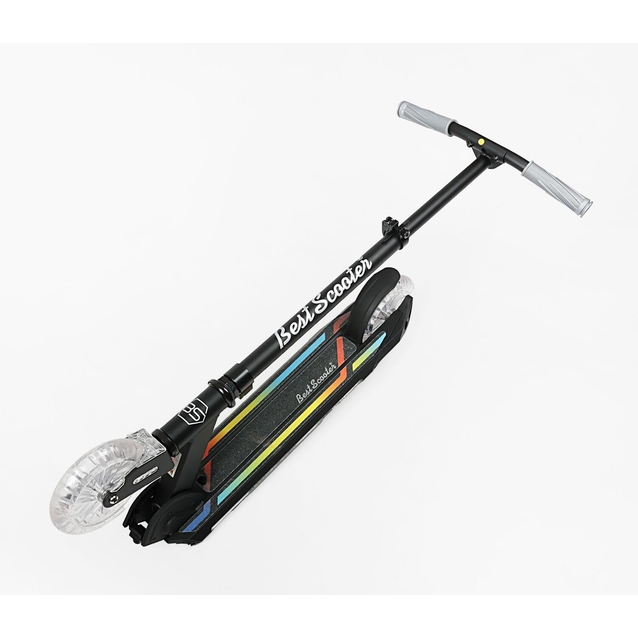 Самокат дитячий 2-х колісний, PU Best Scooter L-10627 чорний, AL, Ø145mm, диски коліс, дека, вилка зі світлом фото westvelo.com
