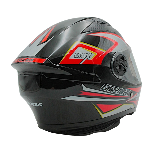 Мото шолом, закритий (XL) AXK (TF-72280) GTS MAX чорно-червоний глянцевий, вмонтовані окуляри з коміром фото westvelo.com