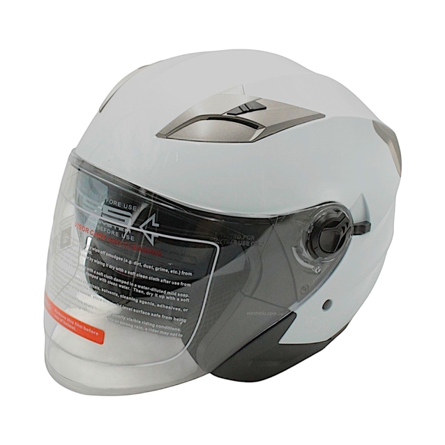 Мото шолом, відкритий (M 57-58) BLD-708 білий глянець з відкидними окулярами фото westvelo.com