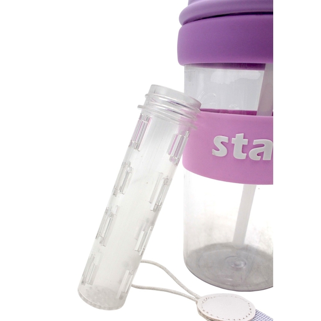 Фляга 650 ml Starcup харч.пластик (ремінець, трубочка, інфузер) мікс кольорів фото westvelo.com