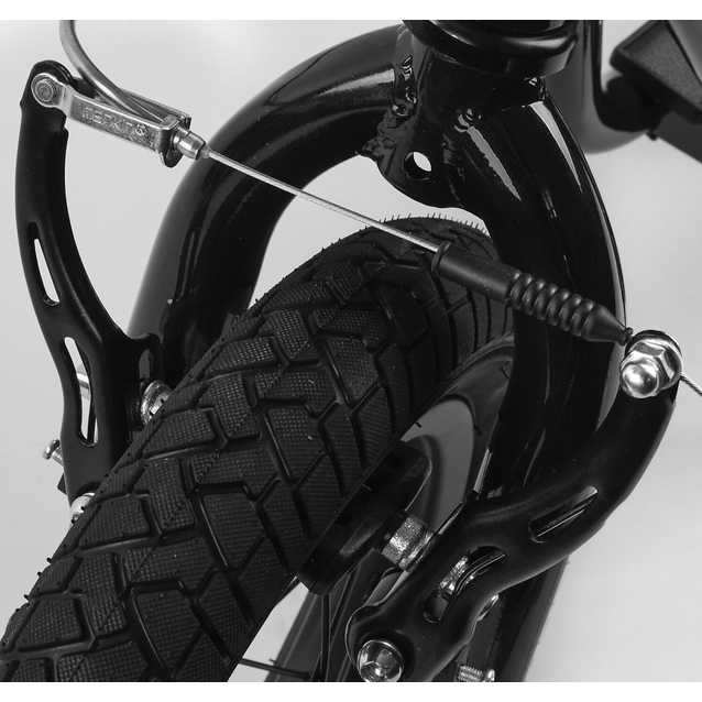 Самокат дитячий 2-х колісний, надувні колеса 12 Corso JT 28822 чорно-білий, ручне переднє гальмо фото westvelo.com