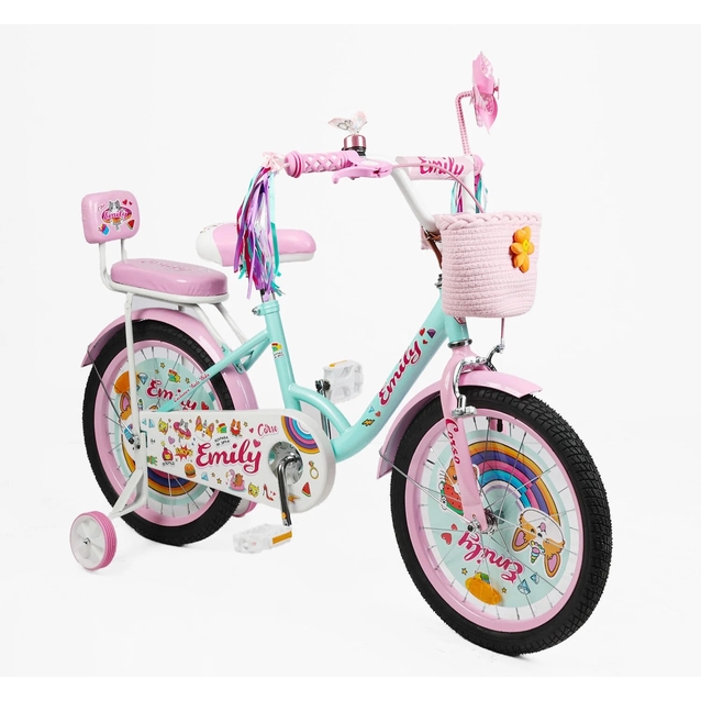 Дитячий велосипед 18 ST Corso «EMILY» ML-40215 бірюзово-рожевий фото westvelo.com