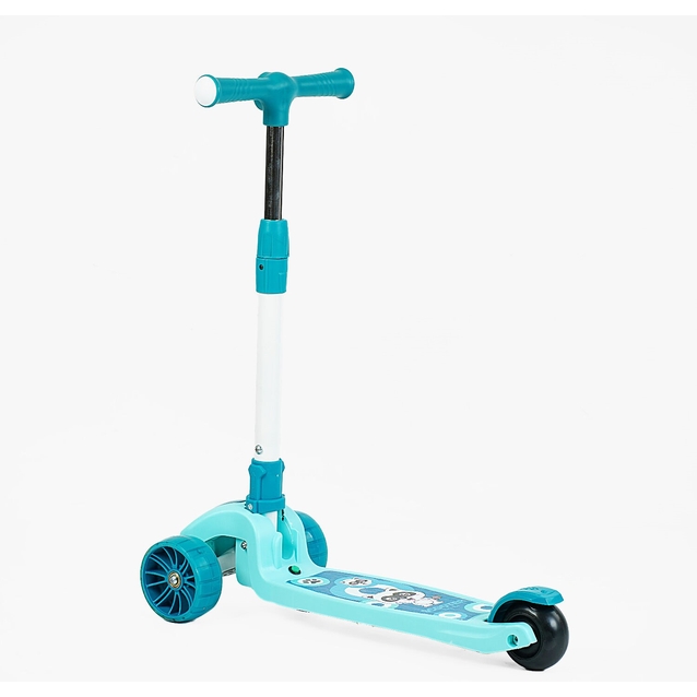 Самокат дитячий 3-х колісний, Skyper SL-2605 блакитно-бірюзовий, колеса PU Ø125mm зі світлом, музика та підсвічування платформи, складне кермо фото westvelo.com