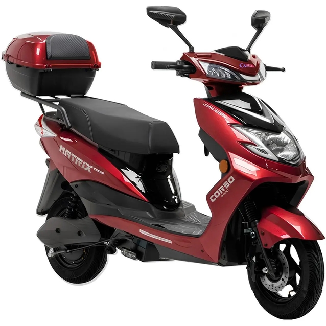 Електроскутер Corso «MATRIX» MT-720041 двигун 1200W, акумулятор 72V 25Ah графеновий, червоний, колеса 10" + 1 ящик. акум фото westvelo.com