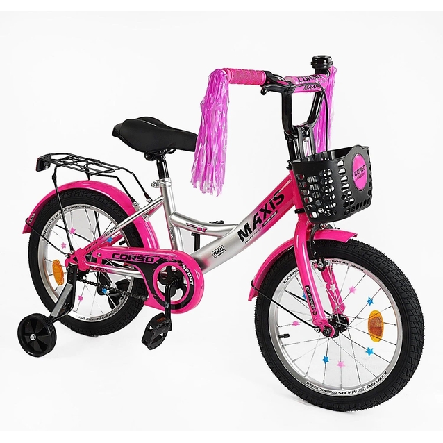 Дитячий велосипед 20 ST Corso «MAXIS» CL-20350 рожево-сірий, ручне гальмо, дзвіночок, сидіння з ручкою, додаткові колеса фото westvelo.com