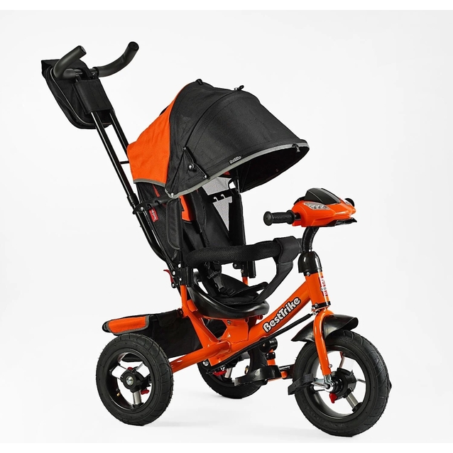 Дитячий велосипед 3-х колісний з батьківською ручкою, з дашком, надувні колеса Best Trike 3390/38-103 помаранчевий, d=29см. переднє, d = 26см. задні, ФАРА З USB, пульт фото westvelo.com