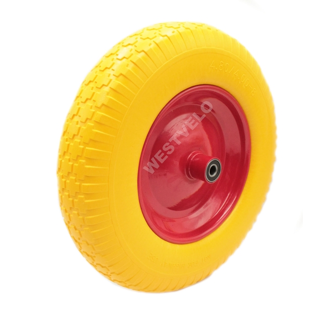 Колесо тачки жовте "8" 4.00-8 під вісь Ø12, пінополіуретанове фото westvelo.com