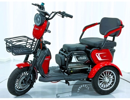Трицикл Corso «LOGAN L» L-510049, двигун 1200W, акумулятор 72V 24Ah літій-марганець-залізно-фосфатний, червоний, колеса 10"
