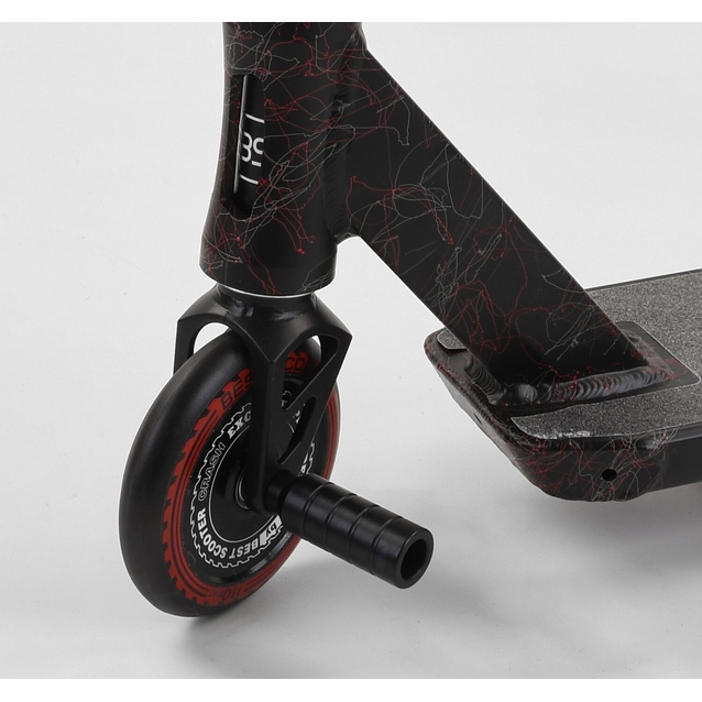 Самокат трюковий Best Scooter «CRASH» 67839 чорно-червоний, HIC-система, пеги, AL диск та дека, колеса PU Ø110mm, ширина керма - 57 см фото westvelo.com