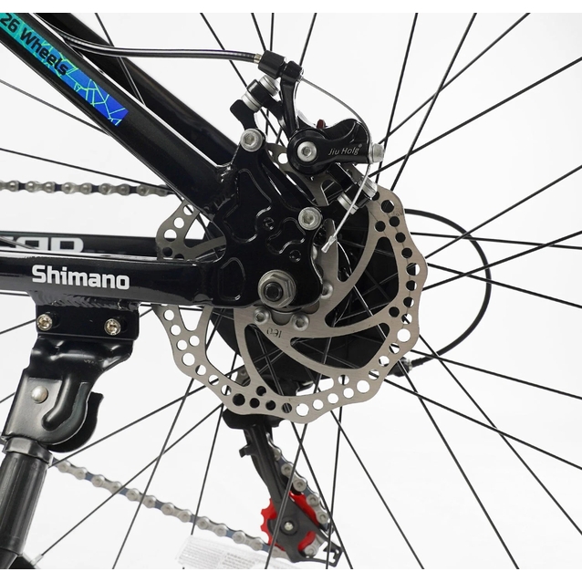 Велосипед 26 AL Corso «PULSAR» PL-26407 алюміній 13", (к-т SHIMANO) чорно-салатово-синій фото westvelo.com