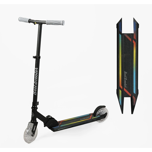 Самокат дитячий 2-х колісний, PU Best Scooter L-10627 чорний, AL, Ø145mm, диски коліс, дека, вилка зі світлом фото westvelo.com