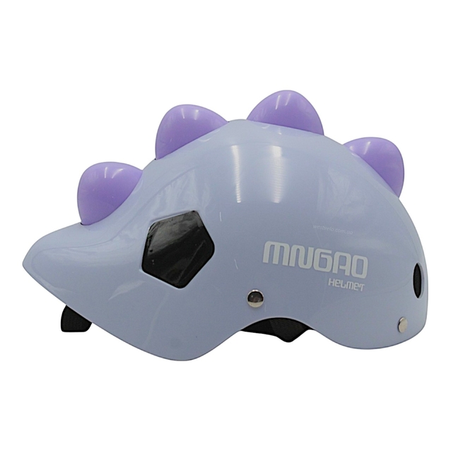 Вело шолом дитячий 587 "Динозавр" фіолетовий, з мигалкою, нерегульований фото westvelo.com