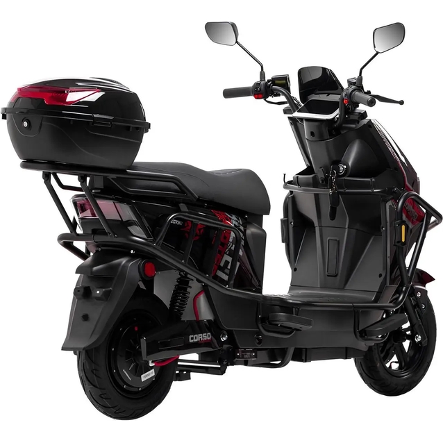 Електроскутер Corso «BULLET» BT-813216, двигун 2500W, акумулятор 72V/40Ah літій-залізо-фосфатний, чорно-червоний, колеса 12" фото westvelo.com