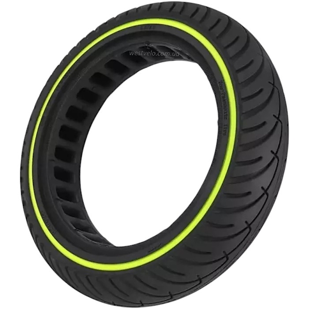 Покришка "8" 8.5-2.0 (Ø142 - 36мм) безкамерка для електросамоката, світловідбивач. салатова смуга фото westvelo.com
