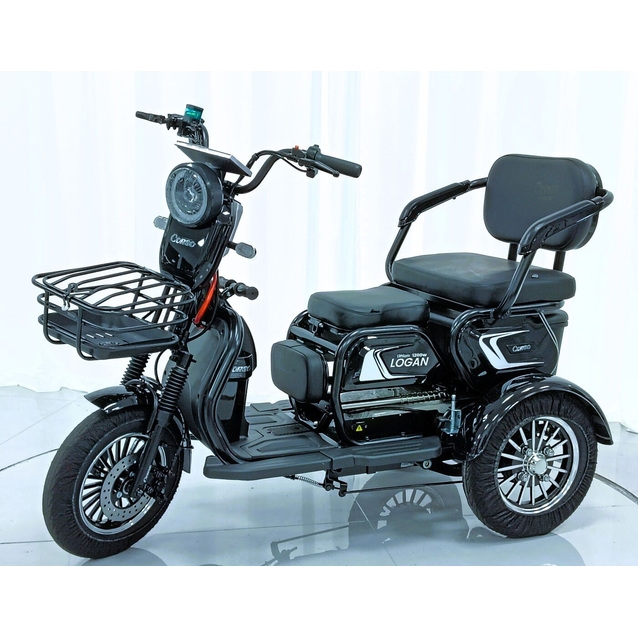 Трицикл Corso «LOGAN L» L-730117, двигун 1200W, акумулятор 72V 24Ah літій-марганець-залізно-фосфатний, чорний, колеса 10" фото westvelo.com