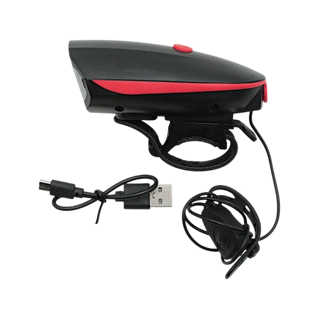 Фара usb + сигнал №058 FY-058 (7588) (250lm) фото westvelo.com