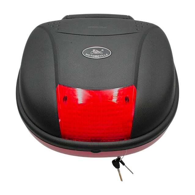 Кофр (багажник) для мотоцикла задній LIPAI 668 (456х402х291) 28L чорно-червоний, з катафотом, швидко з'ємний фото westvelo.com