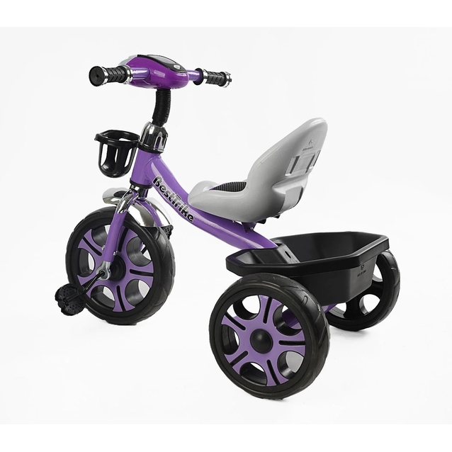 Дитячий велосипед 3-х колісний EVA (піна) Best Trike колеса 12-10, BS-27102 фіолетовий, сталева рама, фара з музикою та світлом, кошик фото westvelo.com