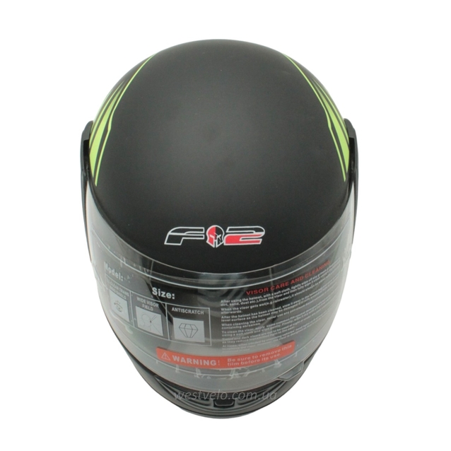 Мото шолом, закритий (XS 53-54) F2 "Speed", чорно-салатовий матовий (825-1) фото westvelo.com