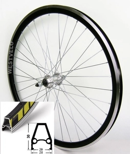 Колесо 24 зад, обід 2-ний чорний, втулка AL на промах (Gravity)