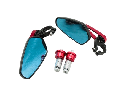 Дзеркало заднього виду, в руль, алюміній, стрілоподібні D13/17' CUSTOM' червоні