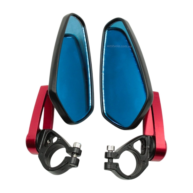Дзеркало заднього виду, в руль, алюміній, стрілоподібні D13/17' CUSTOM' червоні фото westvelo.com