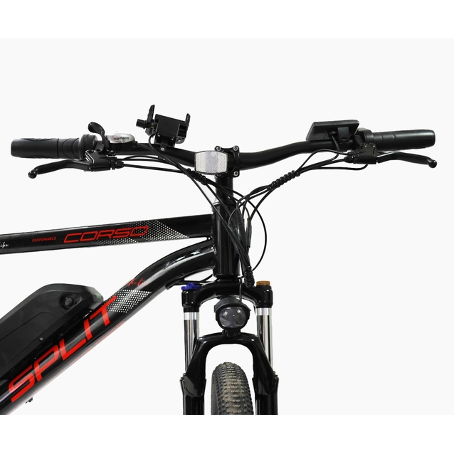 Електровелосипед 29 ST Corso «SPLIT» SP-78019 сталь 19, двигун 350W, акумулятор 36V13Ah літієвий (к-т SHIMANO) чорно-червоний фото westvelo.com