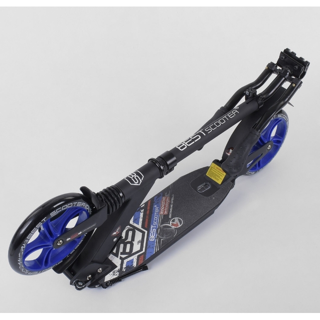 Самокат дитячий 2-х колісний, PU Best Scooter 73193 чорно-синій , Ø200mm, AL, 2 амортизатора фото westvelo.com