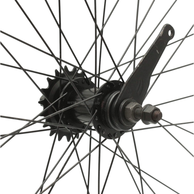 Колесо 26 зад, обід 2-ний сірий, втулка Falcon (чорна) + к-т, чорна спиця (зірка18) фото westvelo.com