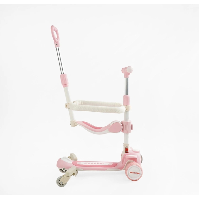Самокат 5в1 Skyper RT-10247, колеса PU125х40мм зі світлом, укр озвучування та підсвічування платформи, біло-рожевий фото westvelo.com