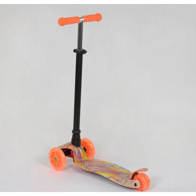 Самокат дитячий 3-х колісний, Best Scooter «MAXI» 25597 / 779-1340 помаранчевий, колеса PU Ø120mm/80mm зі світлом, пластмасовий, трубка керма алюмінієва фото westvelo.com