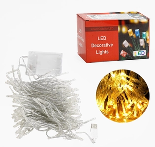 Гірлянда світлодіодна 10.3 м, жовте світло,від USB та батарейок, 1 режим, у коробці (C 61479-60 Y)