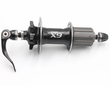 Втулка задня, (AL) SRAM (X9),касета 8-10S, пром підшипник, диск 6 болтів, ексцентрик, чорна (14Gx32H) (різні фланці)