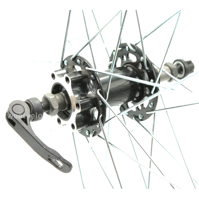 Колесо 26 зад, обід 2-ний чорний дисковий, втулка SHUNFENG, диск 6 болтів, ексцентрик фото westvelo.com