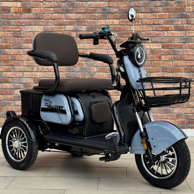 Трицикл Corso «OSTIN» B-33689, двигун 800W, акумулятор 72V/23Ah, блакитний + 1 ящик. акум, колеса 10" фото westvelo.com