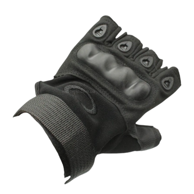Рукавиці (тактичні) QAKLEY "XL" чорні (з відкритими пальцями) фото westvelo.com
