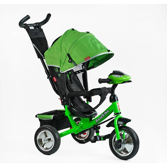 Дитячий велосипед 3-х колісний з батьківською ручкою, з дашком, колеса - EVA (піна) Best Trike 6588/68-945 салатово-чорний фото westvelo.com