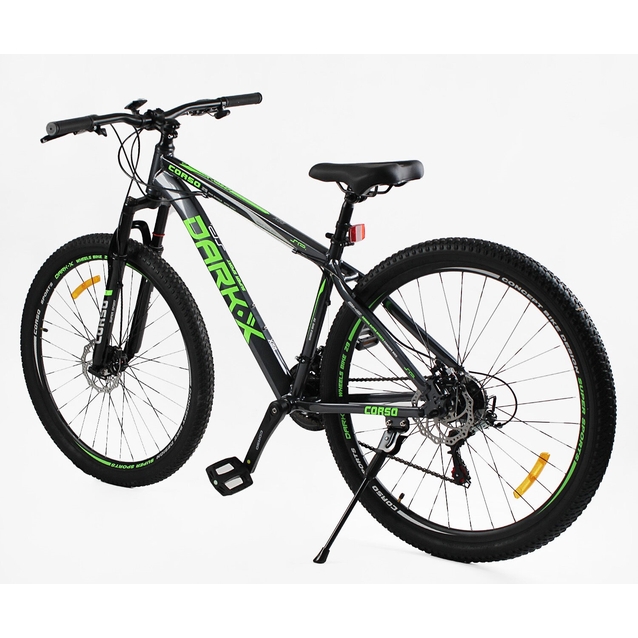 Велосипед 29 AL Corso «DARK-X» DX-29904 алюміній 17", (к-т SHIMANO) графітово-салатовий фото westvelo.com