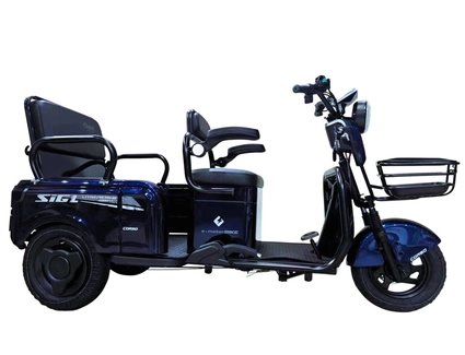 Трицикл Corso «SIG L» SL-090606, двигун 1200W, акумулятор 72V 24Ah літій-залізно-фосфатний, синій + 1 ящик. акум, колеса 10"