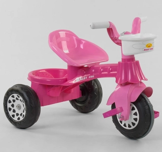 Дитячий велосипед 3-х колісний, колеса пластик з прорезиновою накладкою Pilsan 07-140 P рожевий, корзинка, багажник