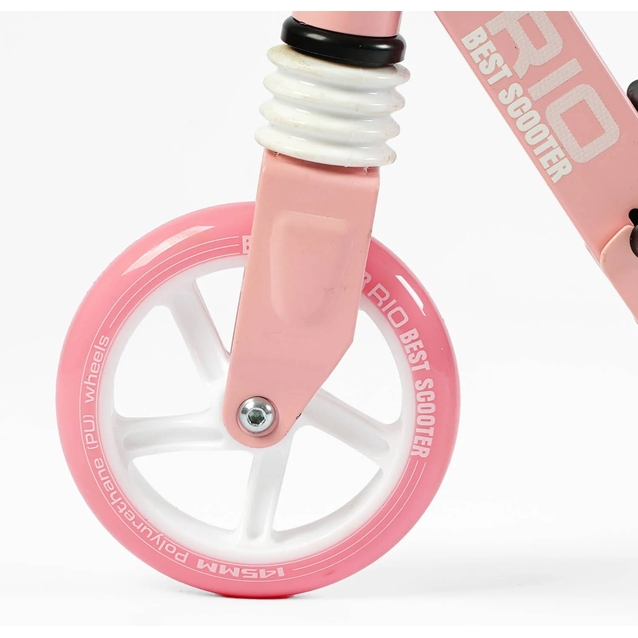 Самокат дитячий 2-х колісний, PU Best Scooter «RIO» 23617 світло рожевий, Ø145mm, передній амортизатор, AL гальмо фото westvelo.com