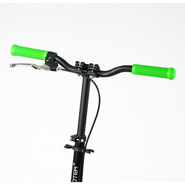 Самокат дитячий 2-х колісний, PU Best Scooter «SHARK» SH-50730 чорно-салатовий, Ø200mm, з ручним гальмом, затискач керма, 1 амортизатор фото westvelo.com