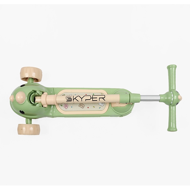Самокат 2в1 Skyper DL-205-06 колеса PU Ø125mm/40mm зі світлом, салатовий, музика та підсвічування платформи, кермо складне фото westvelo.com