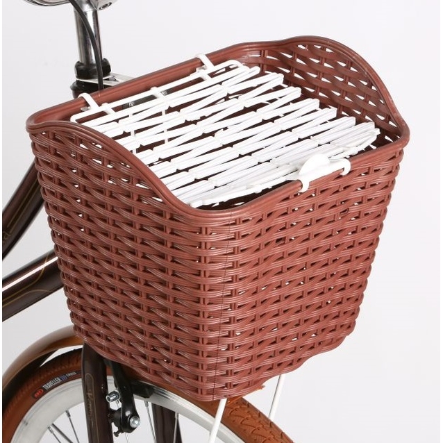 Кошик пластмасовий плетений з кришкою 28 ''MESSINA'' коричневий фото westvelo.com