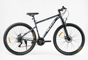 Велосипед 29 ST Corso «ALPHA» LF-29360 сталь 19", (к-т SHIMANO) графіт(сіро-блакитний)