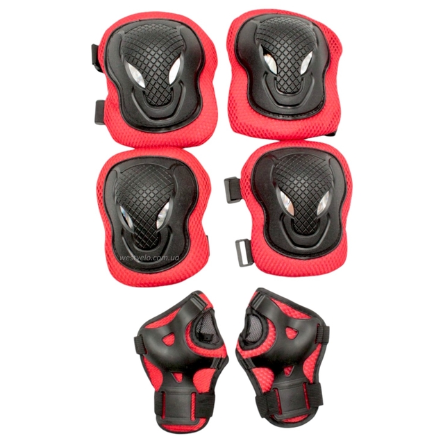 Комплект підліткового захисту у сітці 539, чорно-червоний фото westvelo.com